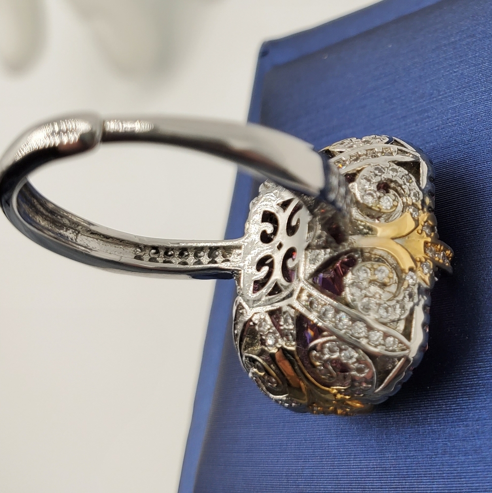 15CTW+ High Carbon Crushed Ice Radiant Lab Sapphire High Quality Czs S925 Ring - Picture 9 of 17